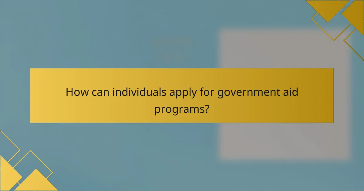 How can individuals apply for government aid programs?