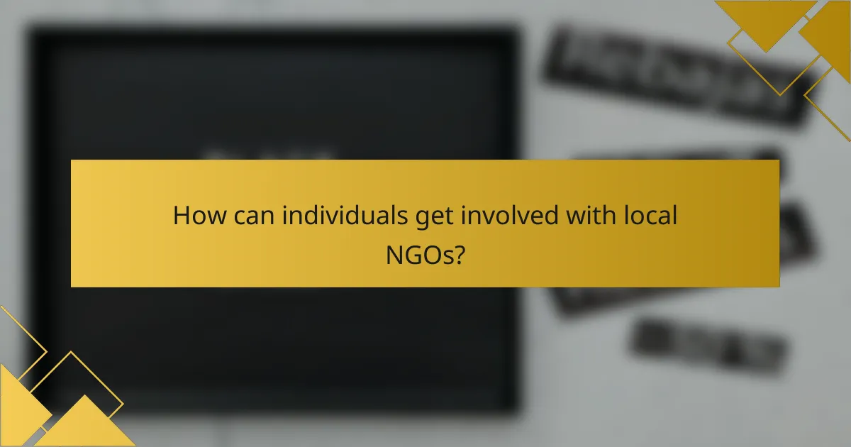 How can individuals get involved with local NGOs?