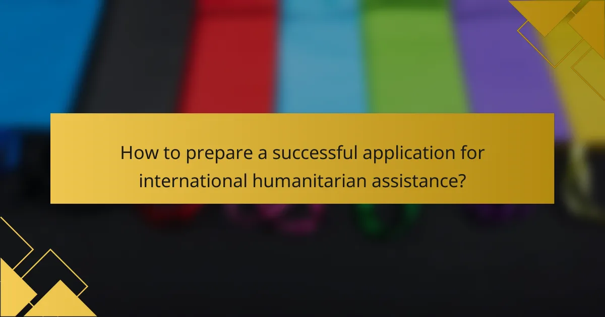 How to prepare a successful application for international humanitarian assistance?