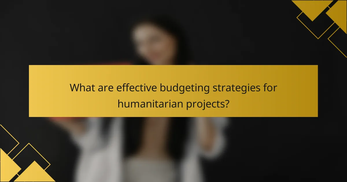 What are effective budgeting strategies for humanitarian projects?