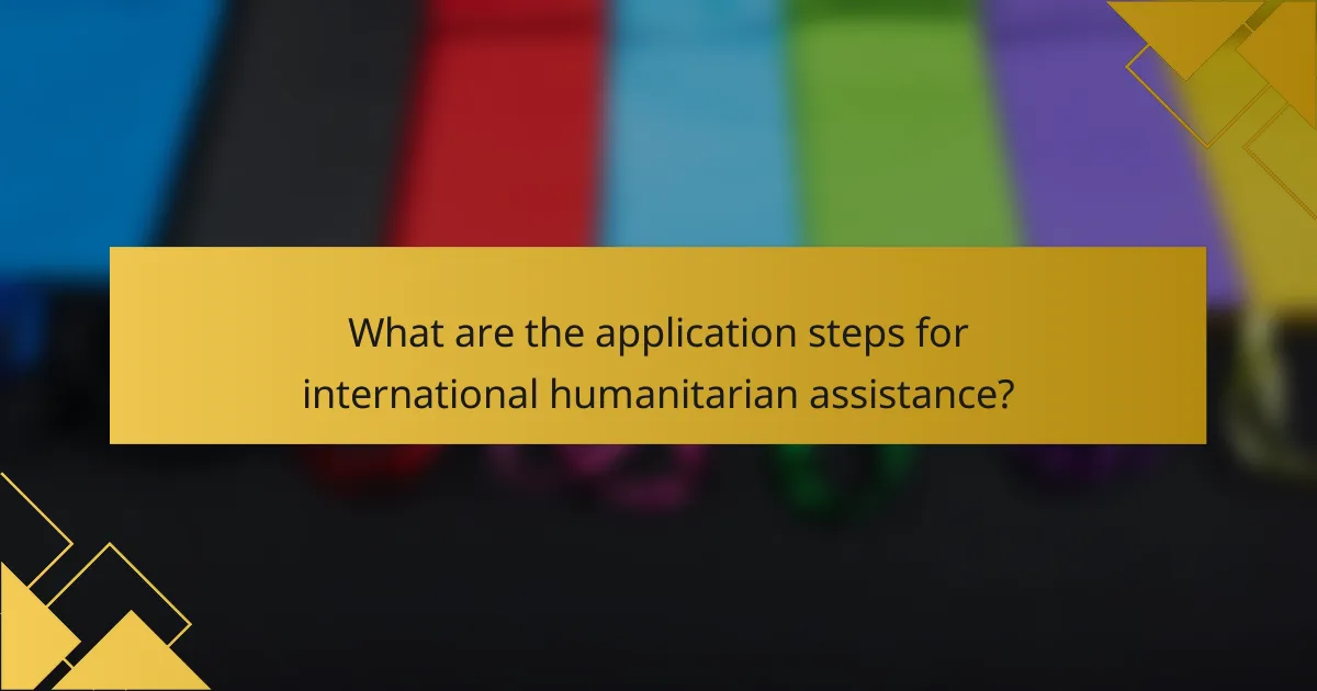 What are the application steps for international humanitarian assistance?