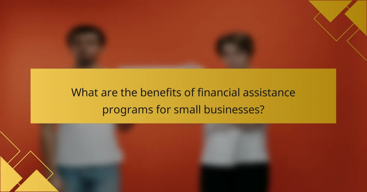 What are the benefits of financial assistance programs for small businesses?