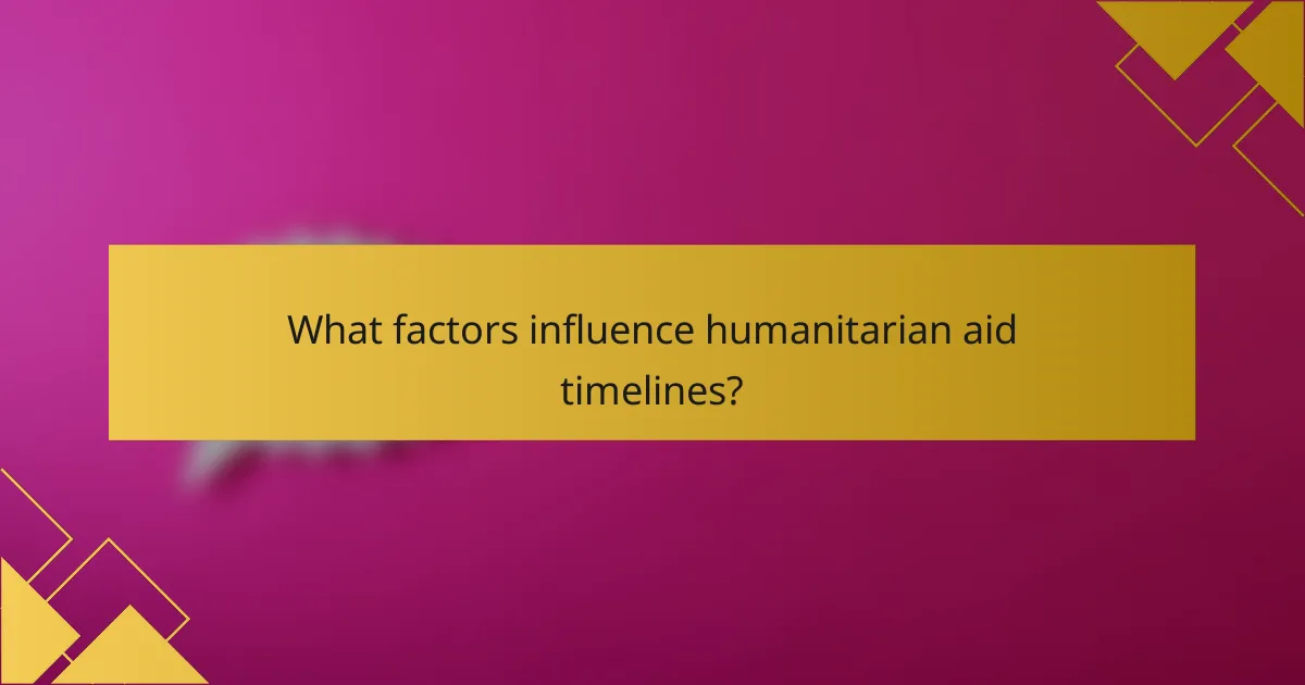 What factors influence humanitarian aid timelines?