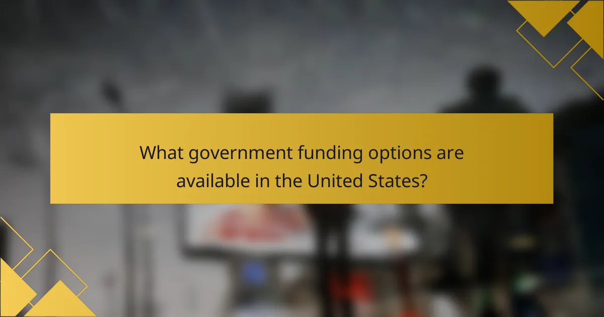 What government funding options are available in the United States?