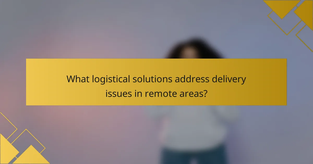 What logistical solutions address delivery issues in remote areas?