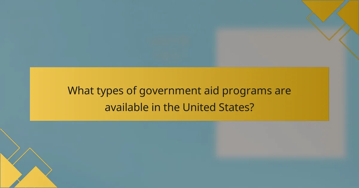 What types of government aid programs are available in the United States?