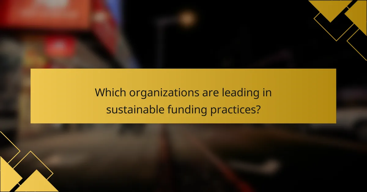 Which organizations are leading in sustainable funding practices?